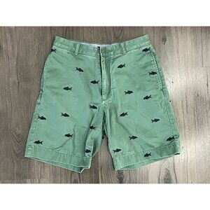 Vintage J Crew Shorts Embroidered Fish Mens 30 Green